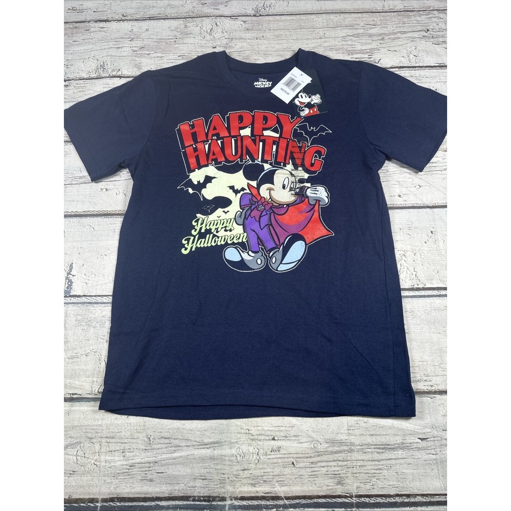 DISNEY 'HAPPY HAUNTING' MICKEY HALLOWEEN T-SHIRT SIZE M  BNWT